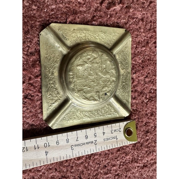 Vintage Gold Color Brass Ashtray Ornate‎ Floral Decorative Boho - Picture 6 of 6